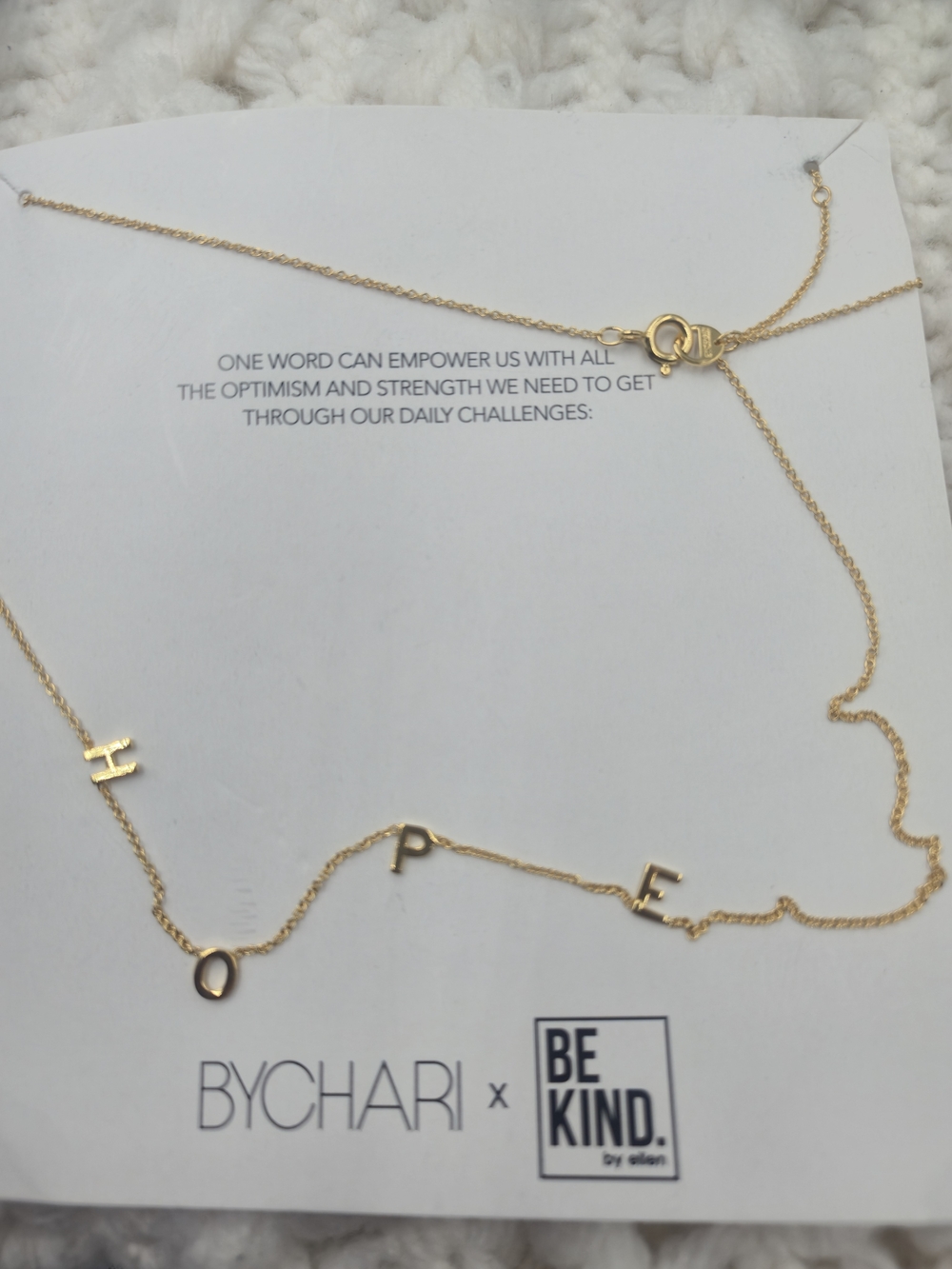 BYCHARI Gold 'Hope' Letter Necklace - Gold Tone